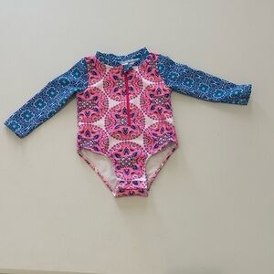 Nicole Miller Pink and Blue Rashguard Swimwear